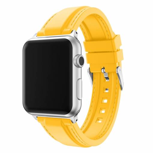 Foto - eses silikonový řemínek pro Apple Watch žlutý s prošíváním 38mm/40mm/41mm