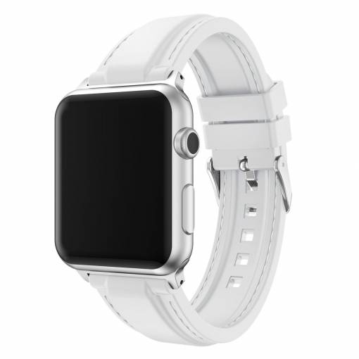Foto - eses silikonový řemínek pro Apple Watch bílý s prošíváním 42mm/44mm/45mm