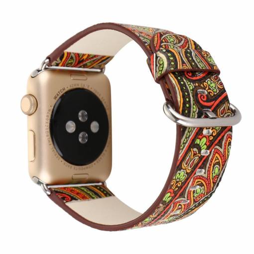 Foto - eses kožený folk řemínek pro Apple Watch hnědooranžový 42mm/44mm/45mm