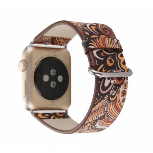 Foto - eses kožený folk řemínek pro Apple Watch hnědooranžový 38mm/40mm/41mm