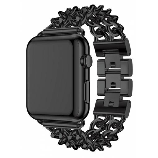 Foto - eses Kovový řetízkový řemínek pro Apple Watch - Černý, 38mm/40mm/41mm