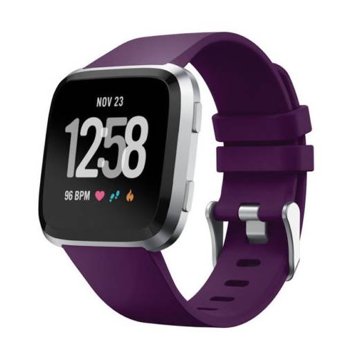 Foto - Sportovní silikonový řemínek tmavě fialový velikost S pro Fitbit Versa