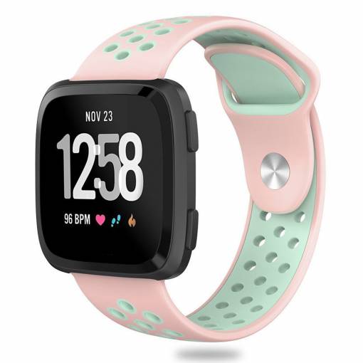 Foto - eses Sportovní silikonový řemínek pro Fitbit Versa - Růžovo zelený