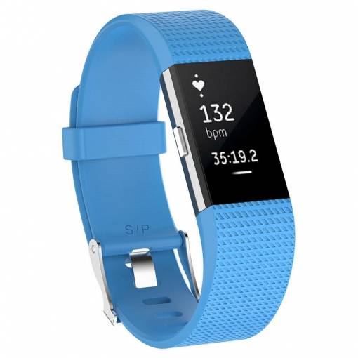 Foto - eses Silikonový řemínek modrý velikost L pro Fitbit Charge 2