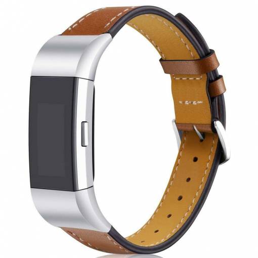 Foto - eses Kožený řemínek pro Fitbit Charge 2 - Hnědý
