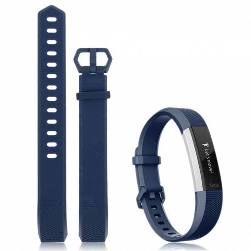 Foto - eses Silikonový řemínek pro Fitbit Alta - Velikost L, tmavě modrý
