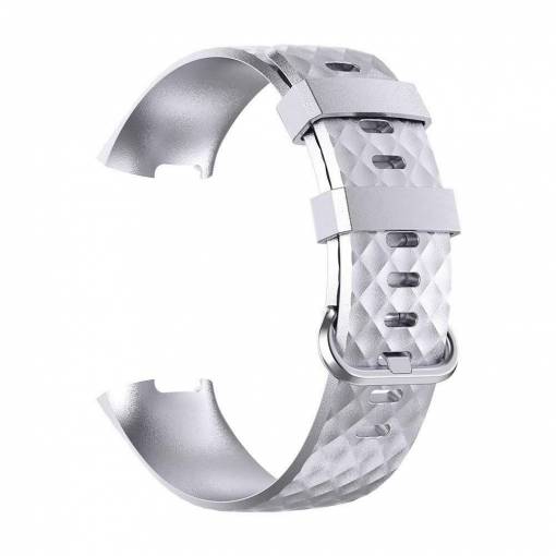 Foto - eses Silikonový řemínek stříbrný ve velikosti S pro Fitbit Charge 3/4