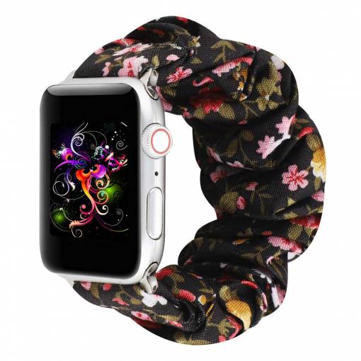 Foto - eses elastický řemínek pro Apple Watch květinový 42mm/44mm/45mm