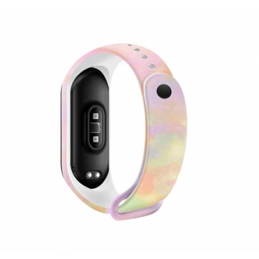 Foto - eses Náramek pro Xiaomi Mi Band 5, Mi Band 6 a Amazfit Band 5 - Vzorovaný, modro žlutý