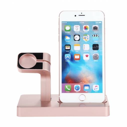 Foto - Nabíjecí stojánek pro iPhone a Apple Watch - růžově zlatá