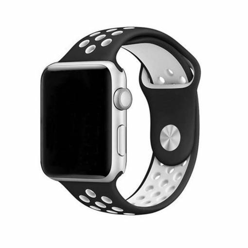 Foto - eses Silikonový řemínek pro Apple Watch - Černo bílý, S, M, L - 38mm, 40mm, 41mm
