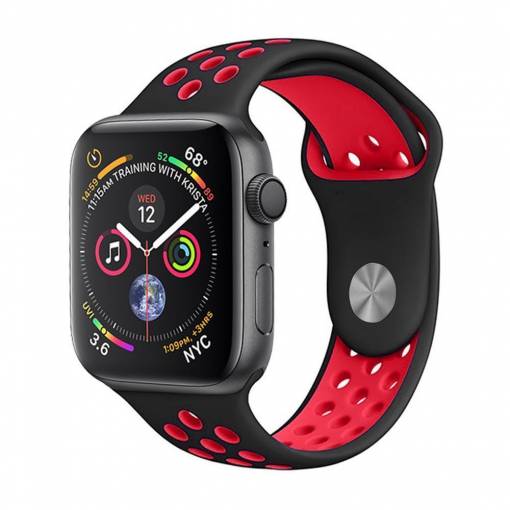 Foto - eses Silikonový řemínek pro Apple Watch - Černo červený, S, M, L - 42mm, 44mm, 45mm, 49mm