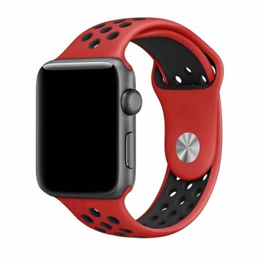 Foto - eses Silikonový řemínek pro Apple Watch - Červeno černý, S/M/L, 42mm/44mm/45mm