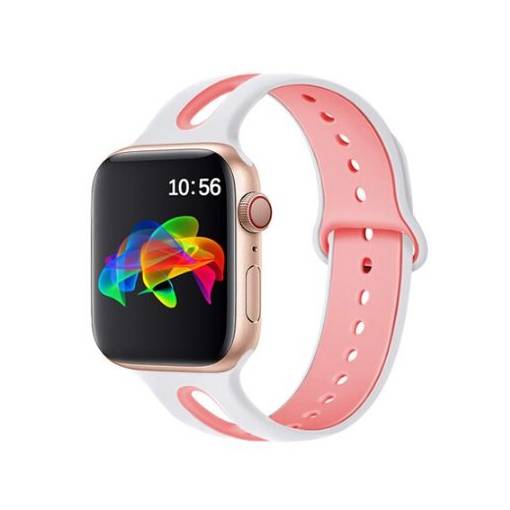 Foto - eses dvoubarevný řemínek pro Apple Watch bílý/růžový 42mm/44mm/45mm