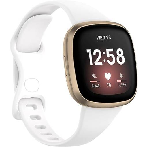 Foto - eses Silikonový řemínek pro Fitbit Versa 3 a 4, Sense 1 a 2 - Velikost S, bílý