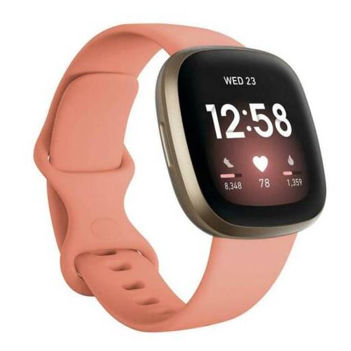 Foto - eses Silikonový řemínek růžovo oranžový velikost S pro Fitbit Versa 3