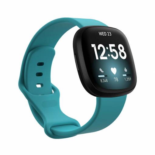 Foto - eses Silikonový řemínek pro Fitbit Versa 3/4, Sense 1/2 - Velikost S, tyrkysový