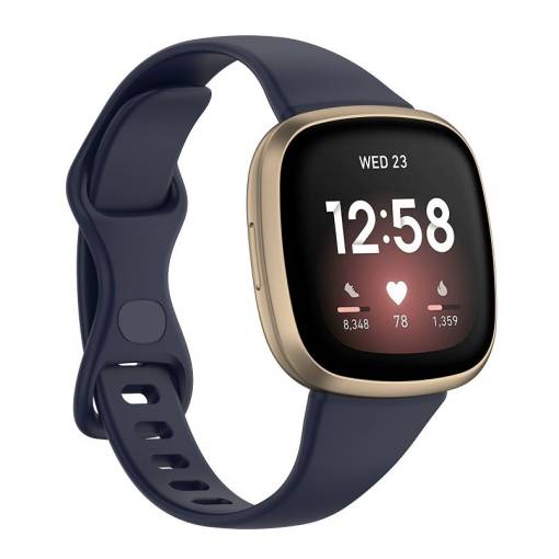 Foto - eses Silikonový řemínek pro Fitbit Versa 3 a 4, Sense 1 a 2 - Velikost S, tmavě modrý