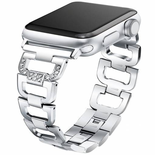 Foto - eses kovový článkovitý řemínek pro Apple Watch stříbrný 42mm/44mm/45mm