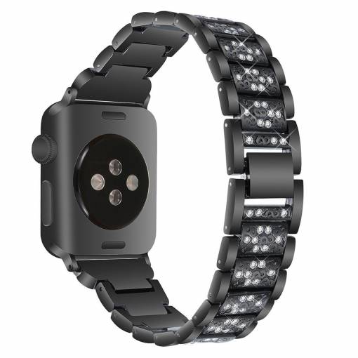 Foto - eses kovový luxusní řemínek pro Apple Watch černý 42mm/44mm/45mm