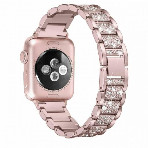 Foto - eses Kovový luxusní řemínek pro Apple Watch - Růžový 42mm, 44mm, 45mm, 49mm