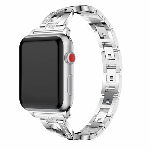 Foto - eses Kovový elegantní řemínek pro Apple Watch - Stříbrný 38mm, 40mm, 41mm