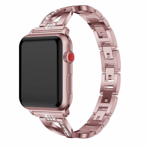 Foto - eses kovový elegantní řemínek pro Apple Watch růžový 42mm/44mm/45mm