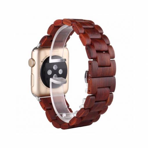 Foto - eses dřevěný řemínek pro Apple Watch červený 42mm/44mm/45mm