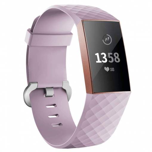 Foto - eses Silikonový řemínek pro Fitbit Charge 3 a 4 - Velikost S, světle fialový