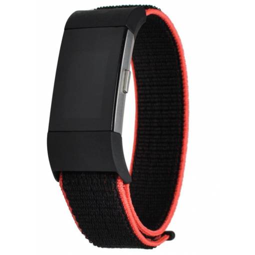 Foto - eses Nylonový řemínek pro Fitbit Charge 2 - Černo červená