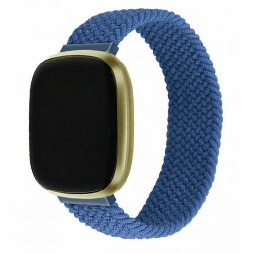 Foto - eses Tkaný elastický řemínek pro Fitbit Versa 3/4, Sense 1/2 - Velikost S, modrý