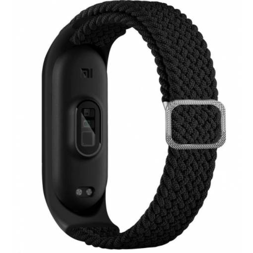 Foto - eses Tkaný elastický řemínek pro Xiaomi Mi Band 3, 4, 5 a 6 - Černý