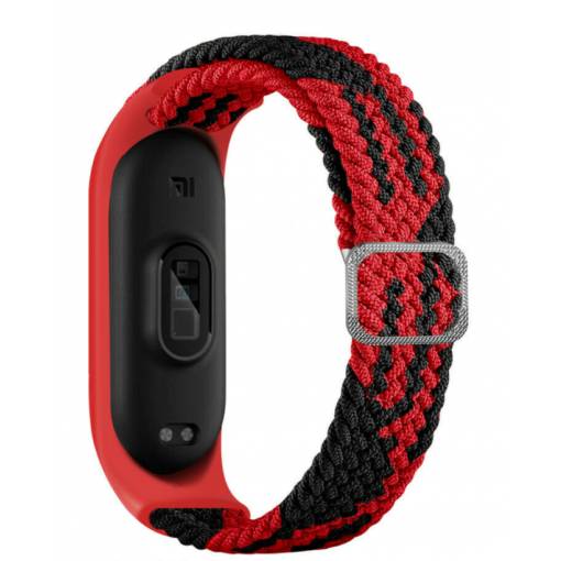 Foto - eses Tkaný elastický řemínek černo červený pro Xiaomi Mi Band 3/4/5/6