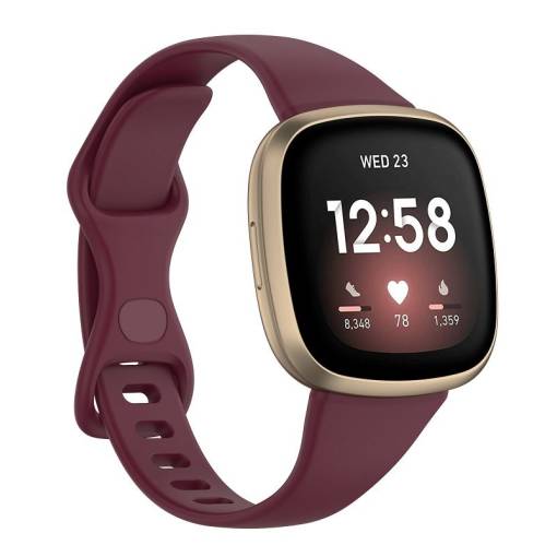 Foto - eses Silikonový řemínek pro Fitbit Versa 3 a 4, Sense 1 a 2 - Velikost S, vínový