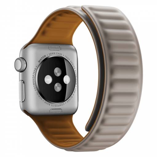 Foto - eses Silikonový magnetický řemínek pro Apple Watch - Béžový, 38mm/40mm/41mm