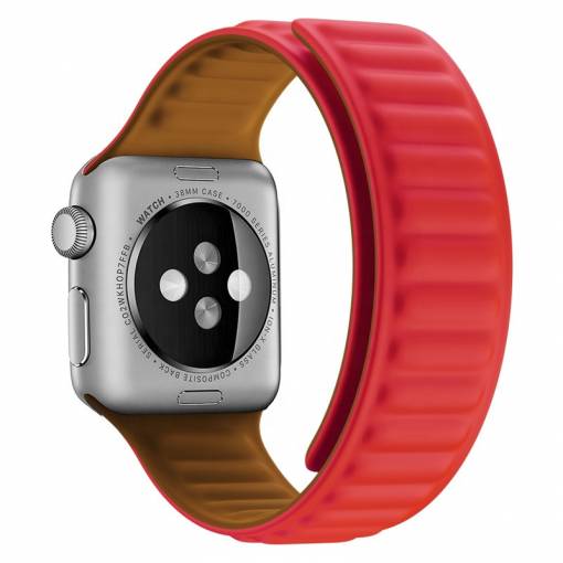 Foto - eses Silikonový magnetický řemínek pro Apple Watch - Červený 38mm, 40mm, 41mm