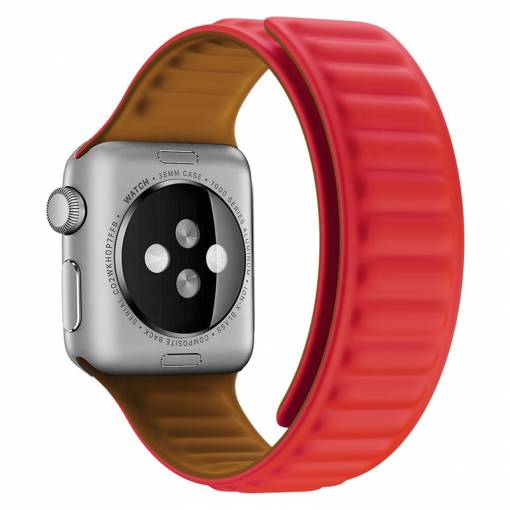 Foto - eses silikonový magnetický řemínek pro Apple Watch červený 42mm/44mm/45mm