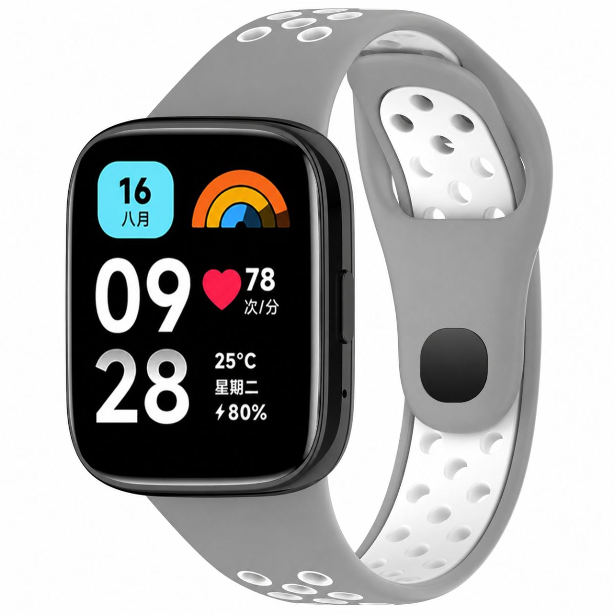 eses Silikonový dírkovaný řemínek pro Xiaomi Redmi Watch 3 Active - Šedo bílý