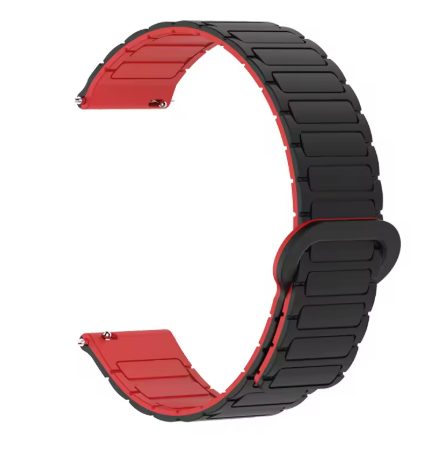 eses Magnetický silikonový řemínek - Černo červený, 22 mm