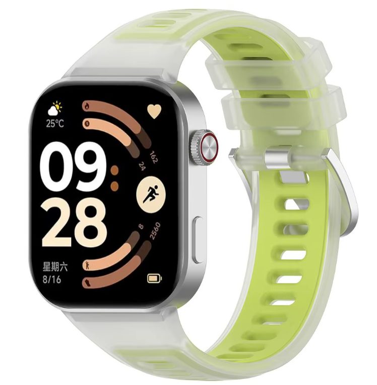 eses Silikonový řemínek pro Xiaomi Redmi Watch 4, 5, 6 a Smart Band 8 Pro, 9 Pro a 10 Pro - Zelený, transparentní