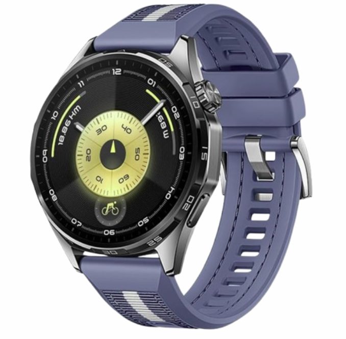 eses Silikonový řemínek s bílým proužkem - Modrý, 22 mm
