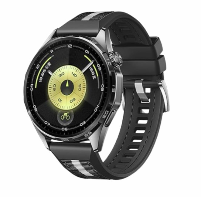 eses Silikonový řemínek s bílým proužkem - Černý, 22 mm