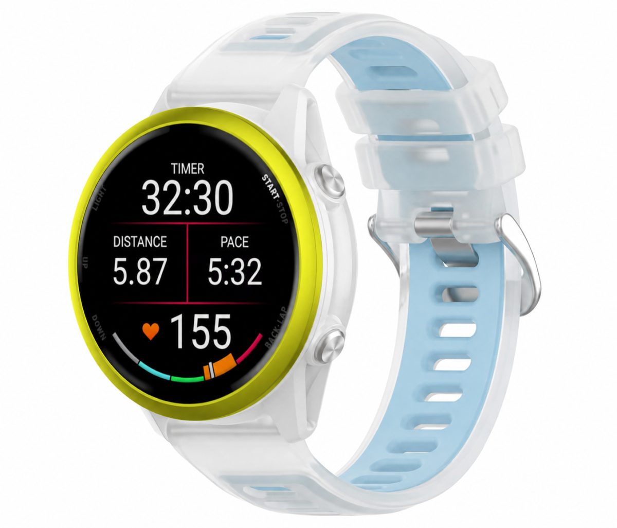 eses Silikonový rychloupínací řemínek pro Garmin - Modrý transparentní, 20 mm