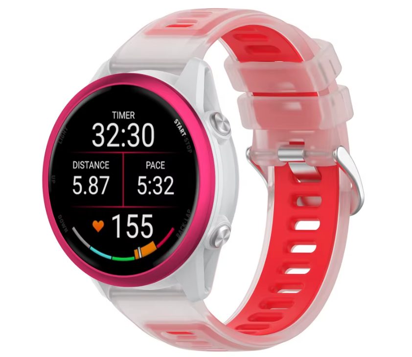 eses Silikonový rychloupínací řemínek pro Garmin - Červený transparetní, 22 mm