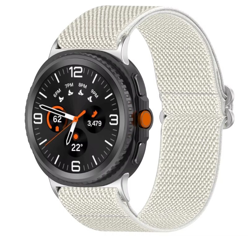 eses Nylonový elastický řemínek pro Samsung Galaxy Watch 8 a 9 - Světle šedý