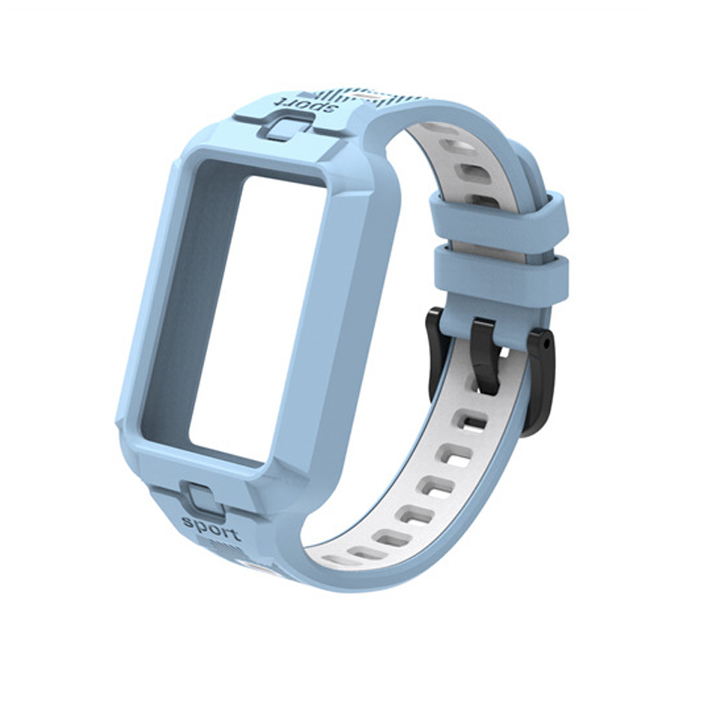 eses Silikonový řemínek s rámečkem pro Honor Band 9, 10 a 11 - Světle modro bílý