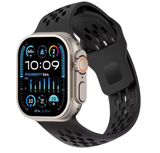 eses Silikonový řemínek pro Apple Watch se šikmými koncovkami - Černý 42mm, 44mm, 45mm, 49mm