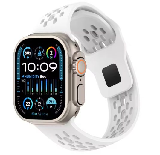 eses Silikonový řemínek pro Apple Watch se šikmými koncovkami - Bílý 42mm, 44mm, 45mm, 49mm