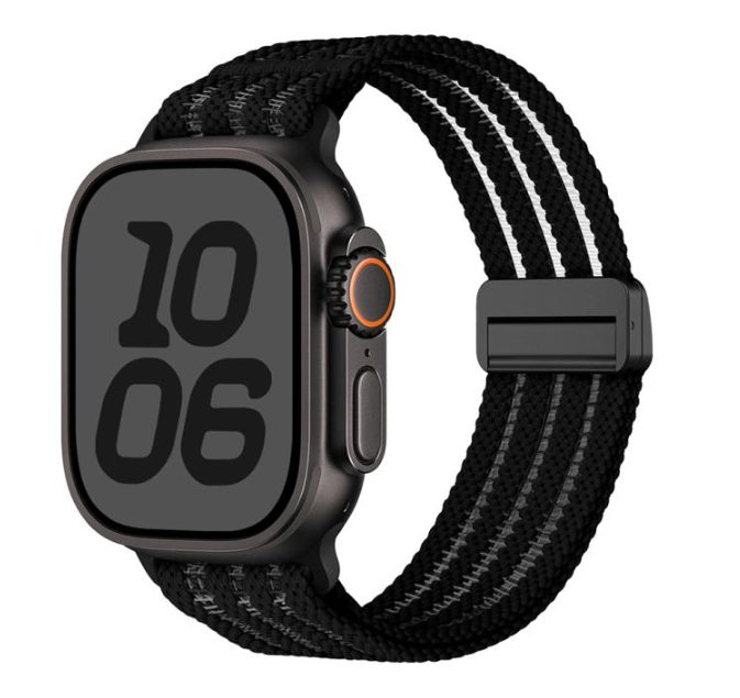 eses Nylonový řemínek pro Apple Watch s průsvitnými proužky - Černý 38mm, 40mm, 41mm, 42mm