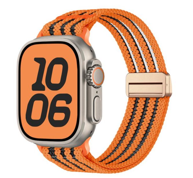 eses Nylonový řemínek pro Apple Watch s průsvitnými proužky - Oranžový 38mm, 40mm, 41mm, 42mm